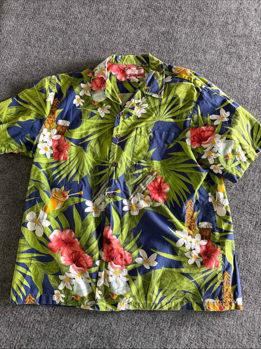 RJC Hawaiian Aloha Shirt Floral Short Sleeve USA Made